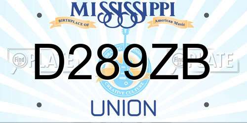 D289ZB Mississippi License Plate