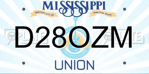D28OZM Mississippi License Plate