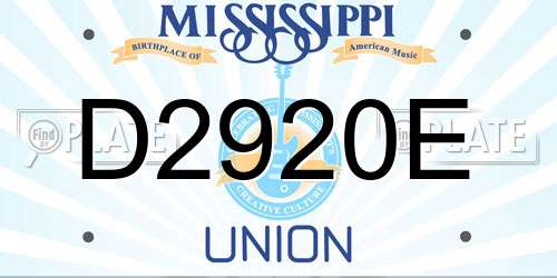 D2920E Mississippi License Plate
