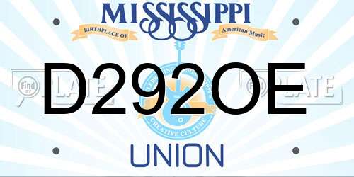 D292OE Mississippi License Plate