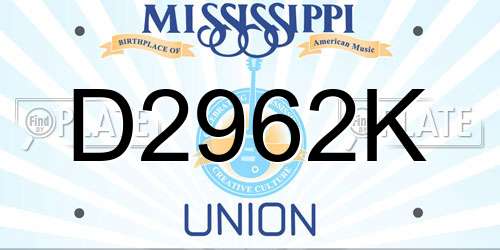 D2962K Mississippi License Plate