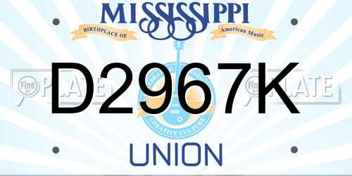 D2967K Mississippi License Plate