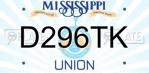 D296TK Mississippi License Plate