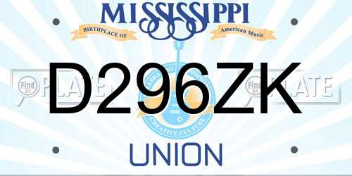 D296ZK Mississippi License Plate