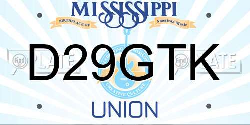 D29GTK Mississippi License Plate