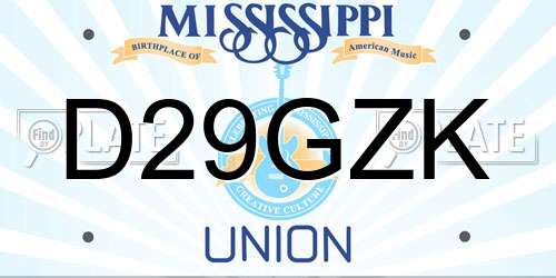 D29GZK Mississippi License Plate