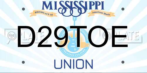 D29TOE Mississippi License Plate