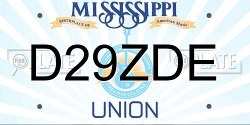 D29ZDE Mississippi License Plate