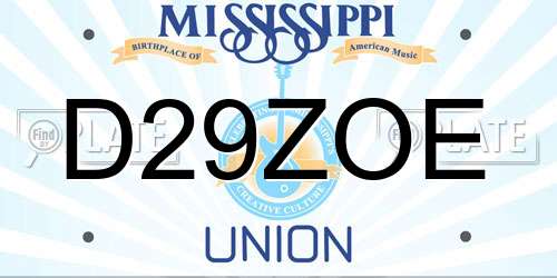 D29ZOE Mississippi License Plate