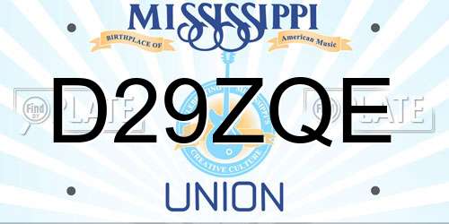 D29ZQE Mississippi License Plate