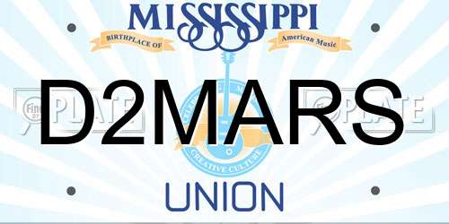 D2MARS Mississippi License Plate