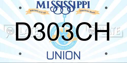 D303CH Mississippi License Plate