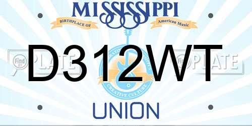 D312WT Mississippi License Plate