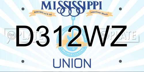 D312WZ Mississippi License Plate