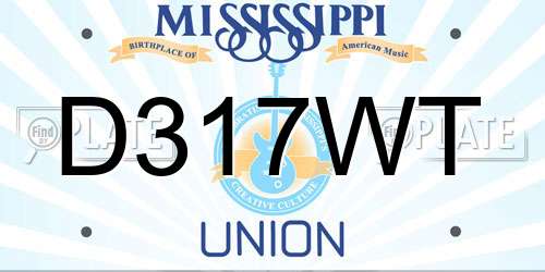D317WT Mississippi License Plate