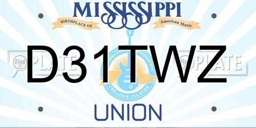 D31TWZ Mississippi License Plate
