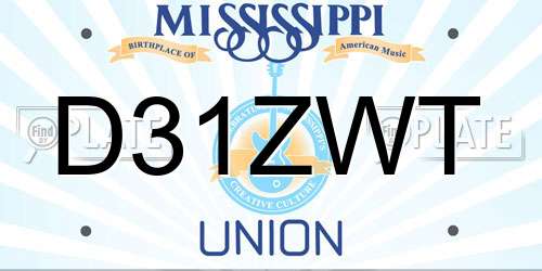D31ZWT Mississippi License Plate