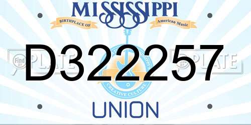 D322257 Mississippi License Plate