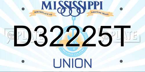 D32225T Mississippi License Plate