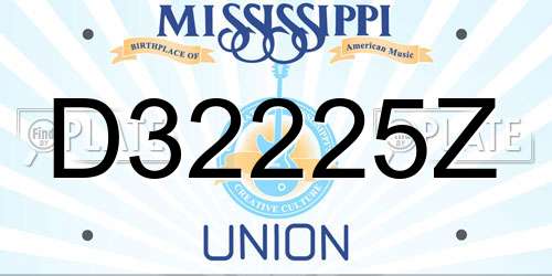 D32225Z Mississippi License Plate