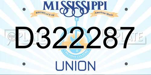 D322287 Mississippi License Plate