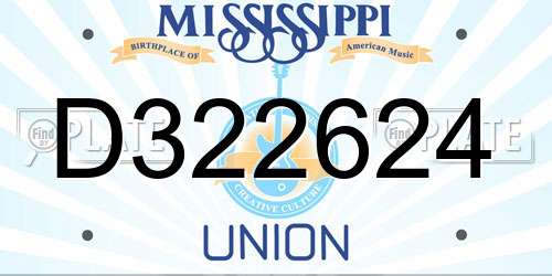 D322624 Mississippi License Plate