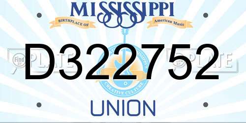 D322752 Mississippi License Plate