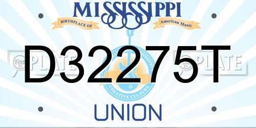 D32275T Mississippi License Plate
