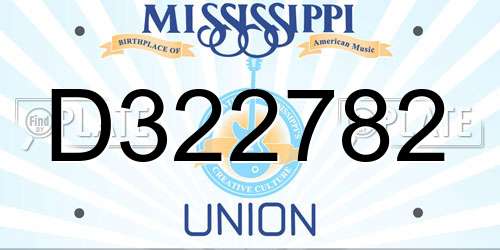 D322782 Mississippi License Plate