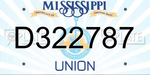 D322787 Mississippi License Plate