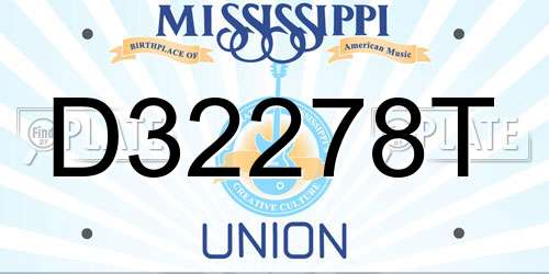 D32278T Mississippi License Plate