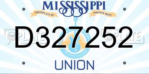 D327252 Mississippi License Plate