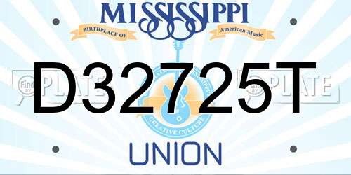 D32725T Mississippi License Plate
