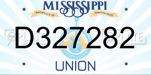 D327282 Mississippi License Plate