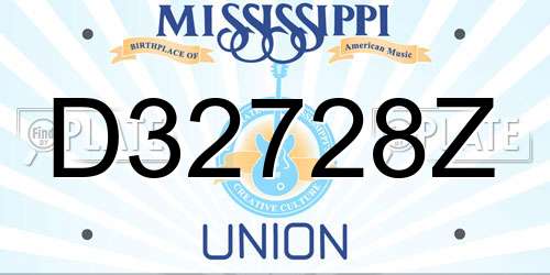 D32728Z Mississippi License Plate