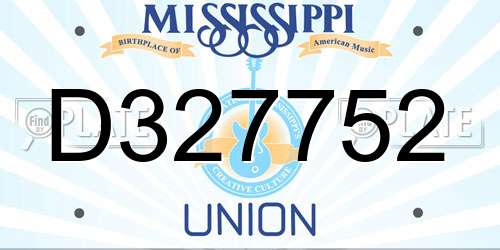 D327752 Mississippi License Plate
