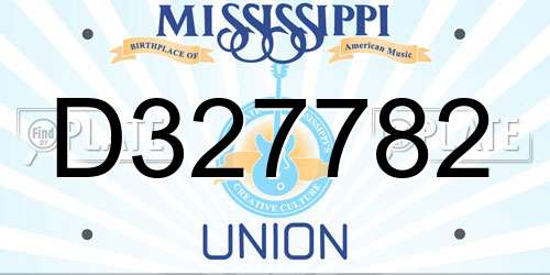 D327782 Mississippi License Plate