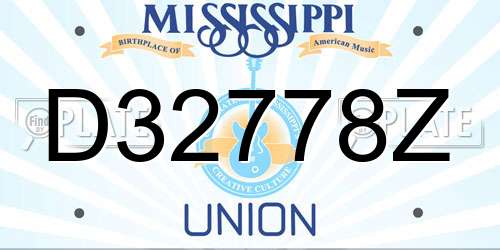 D32778Z Mississippi License Plate