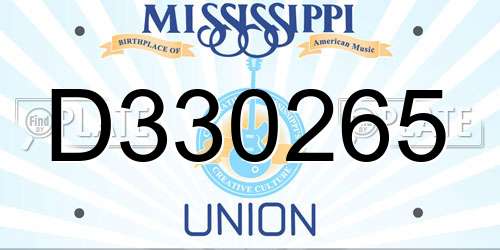 D330265 Mississippi License Plate