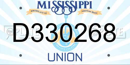D330268 Mississippi License Plate