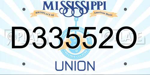 D33552O Mississippi License Plate