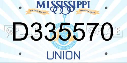 D335570 Mississippi License Plate