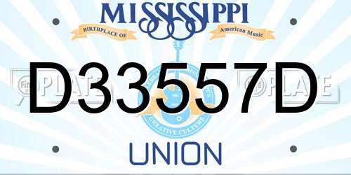 D33557D Mississippi License Plate