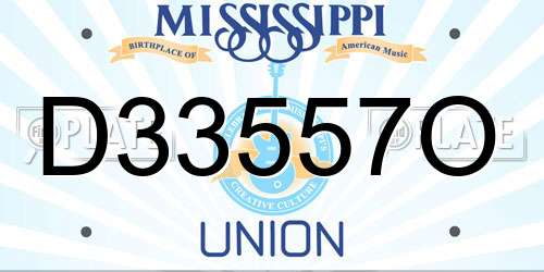 D33557O Mississippi License Plate