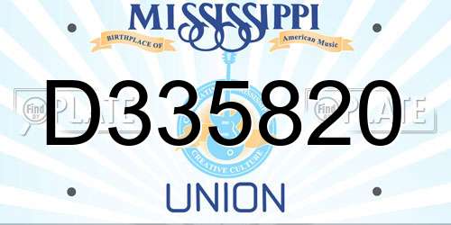 D335820 Mississippi License Plate