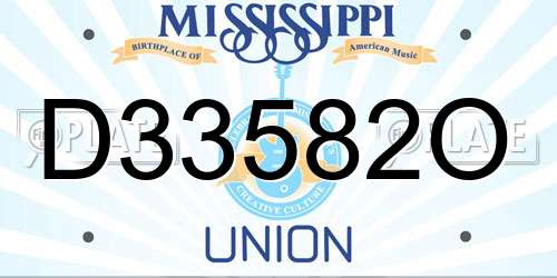 D33582O Mississippi License Plate