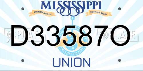 D33587O Mississippi License Plate