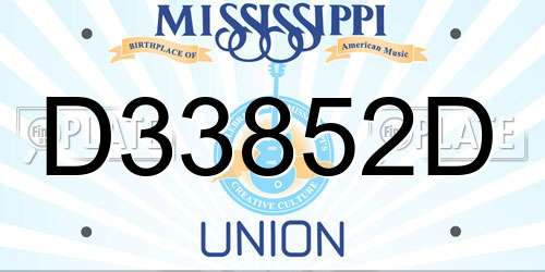 D33852D Mississippi License Plate