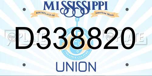 D338820 Mississippi License Plate