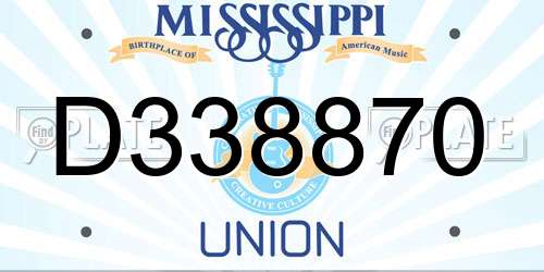 D338870 Mississippi License Plate